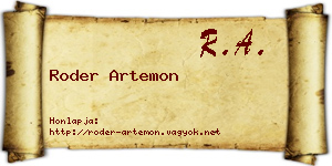 Roder Artemon névjegykártya